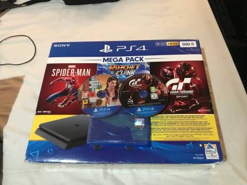 BOXED SONY PS4 SLIM*CHU-2216A*500 GB HDD*1 CONTROLLER*USB CABLE*HDMI CABLE*2 GAMES( GRD THEFT      )